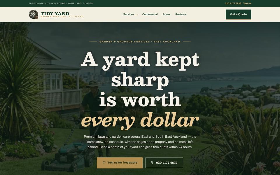 Tidy Yard homepage: garden and grounds services in East Auckland
