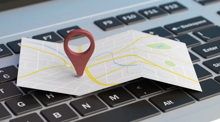 Map with a location pin on a keyboard — local SEO